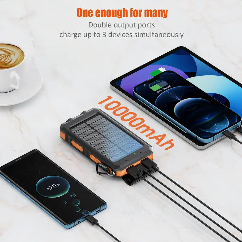10000Mah Portable Solar Power Bank for Mother'S Day Gift, Dual USB Output Port Waterproof Power Bank with Flashlight, Protable Wireless Car Charger, Solar Power Bank Charger for Iphone & Android Phone Tablet Smart Watch for Spring Camping