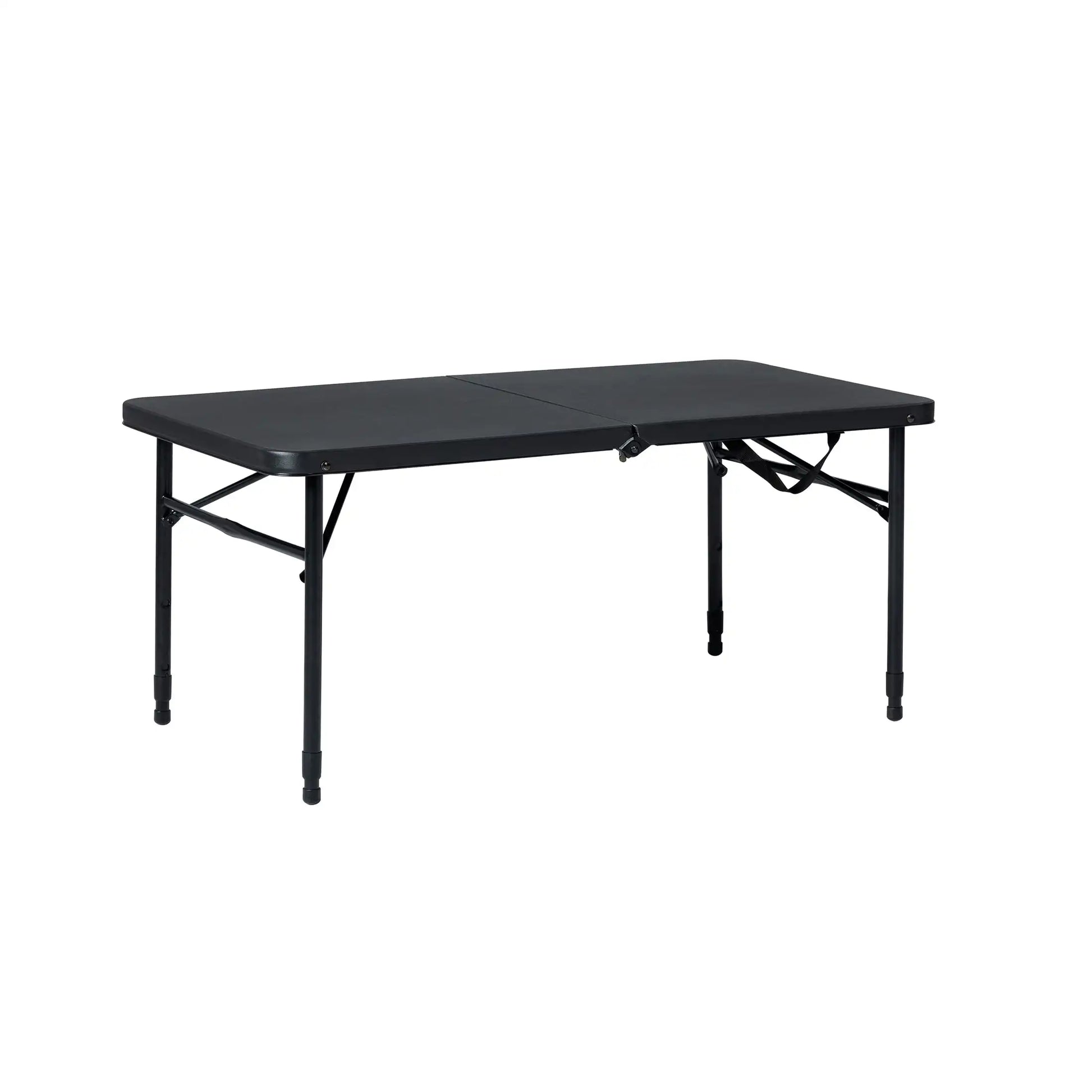 40"L X 20"W Plastic Adjustable Height Fold-In-Half Folding Table, Rich Black Folding Table Camping