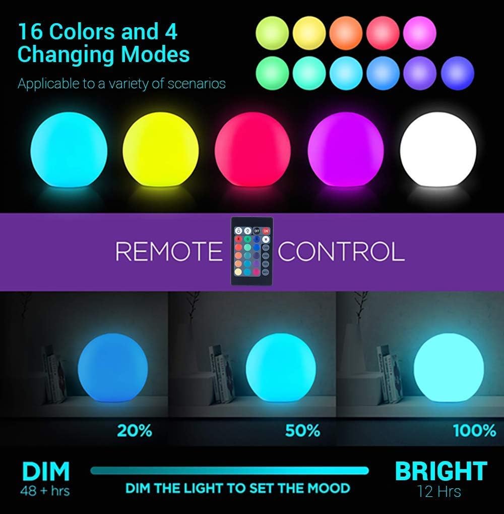LED Dimmable Light Ball: 12-Inch Waterproof Floating Light