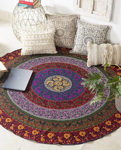 round Tapestry Wall Hanging Ombre Hippie Mandala Bohemian Hippy Intricate Indian Tapestries Tablecloth 70 Inches,(178Cm) Multicolor
