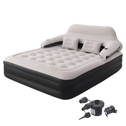 Queen Size 15" Air Mattress with Headboard, Portable Inflatable Couch